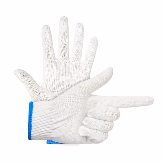 China atacado 10/7 calibre segurança/luva de trabalho industrial/mão de trabalho Guantes luvas de malha de algodão branco