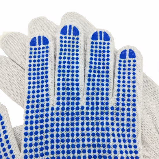 Luva pontilhada/pontos de PVC com logotipo personalizado Luvas de trabalho de segurança Guantes de malha de algodão